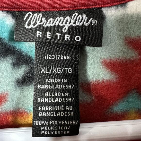 Wrangler Retro Unisex XL Aztec Oversized Pullover Fleece 1/4 Zip Jacket Medieval - Picture 14 of 16